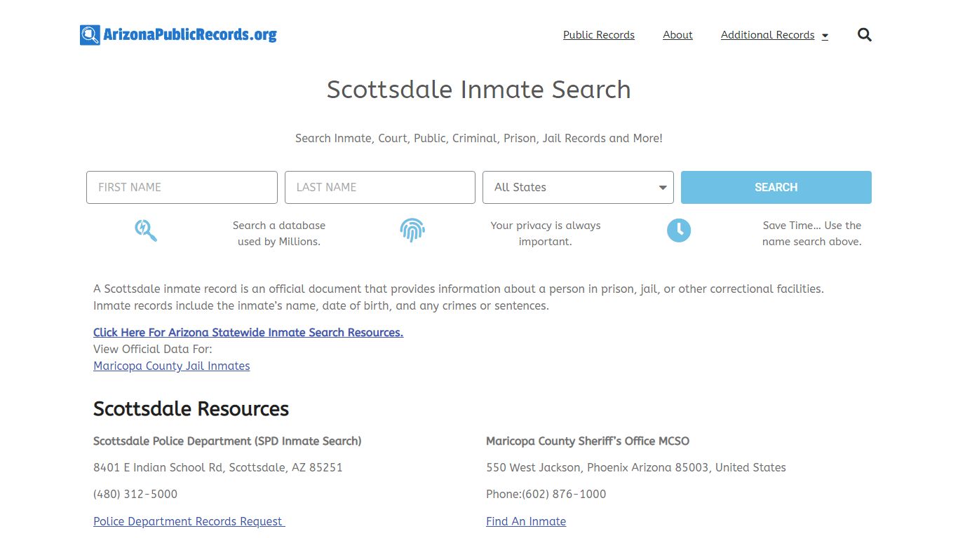 Scottsdale Inmate Search - Current & Past SPD AZ Jail Records
